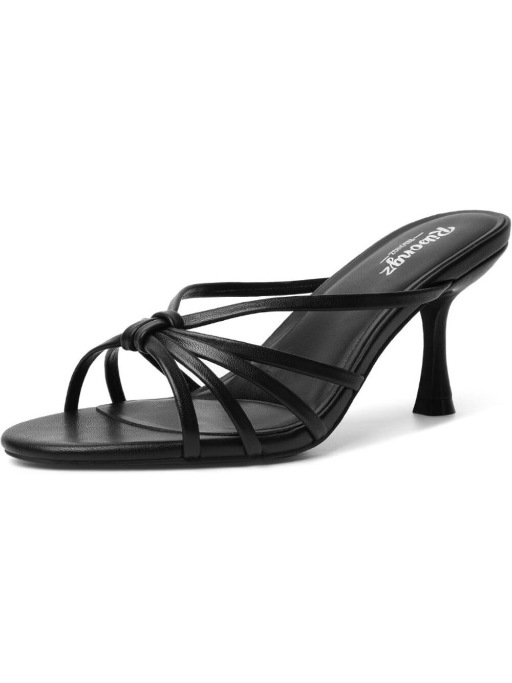 Chic Open Toe Mule Kitten Heels for Women - Dressy Strappy Sandals for Summer